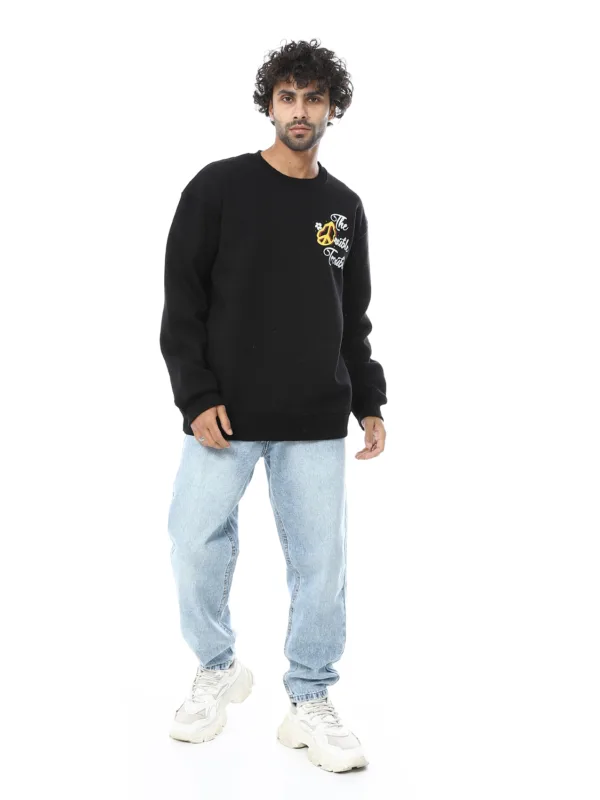 Coup Collection - Text Print Sweatshirt with Round Neck