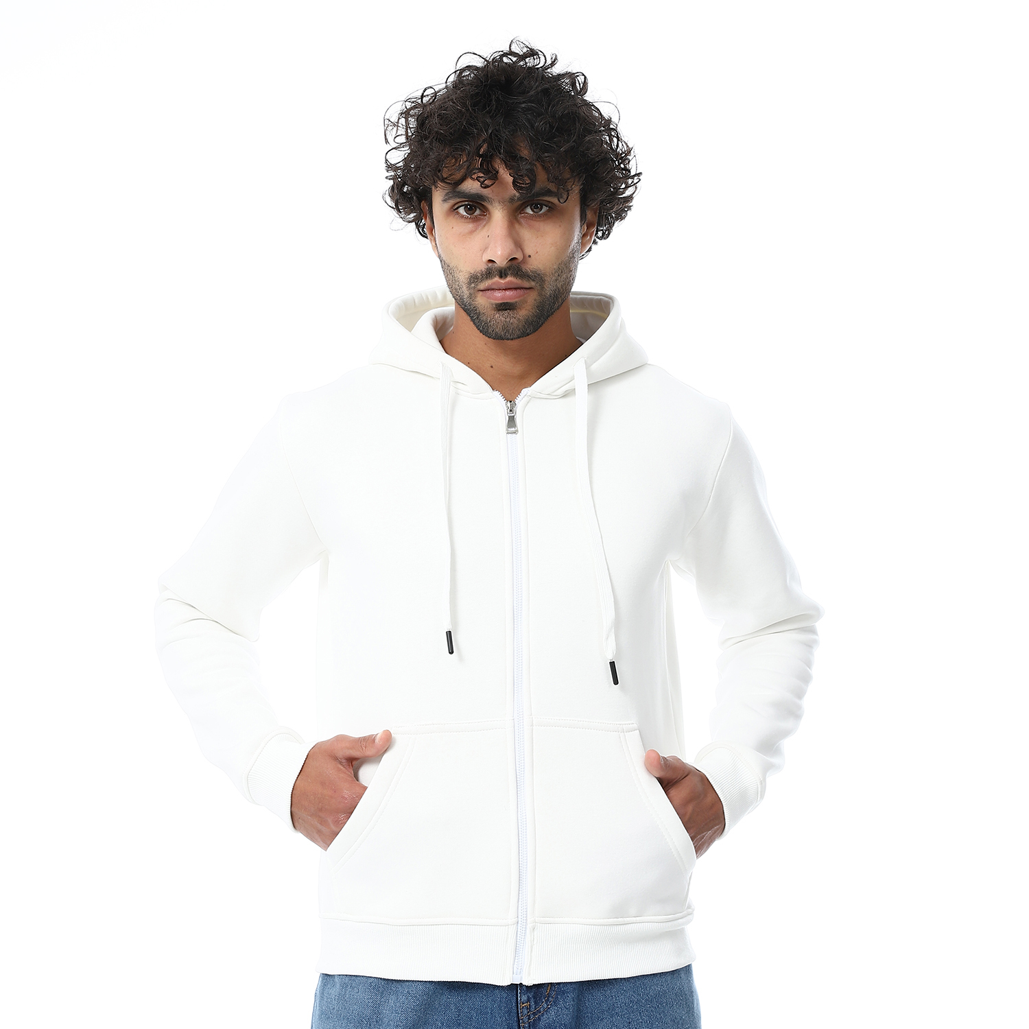 1600240-WHITE-1 Coup Collection – Men’s Hooded Plain Sweatshirt - Image 1