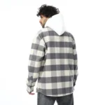 Coup Collection - Men's Checked Hooded Sweatshirt with Text Print - Image 2