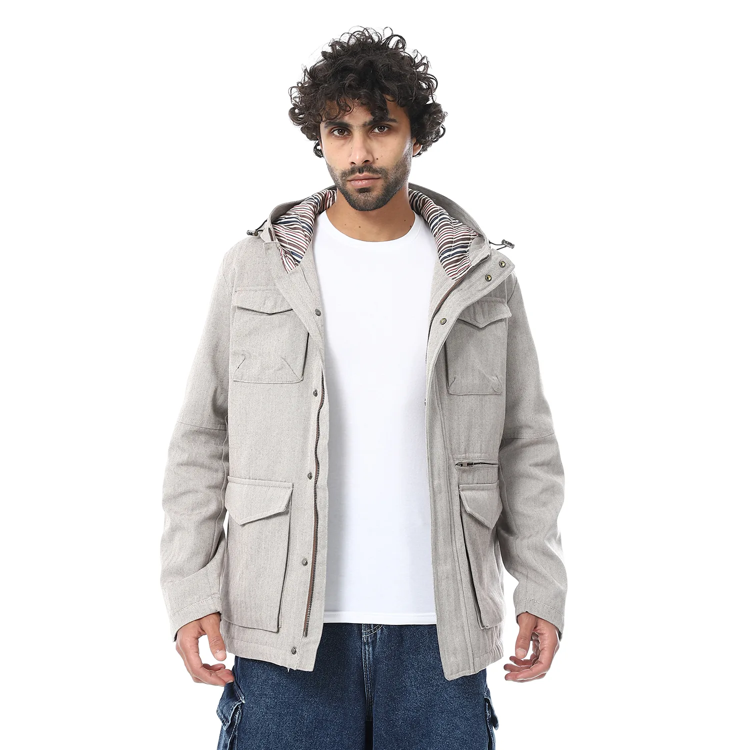 1700246-GREY-1-1.webp Coup – New Season Hooded Men’s Seasonal Jacket - Image 1
