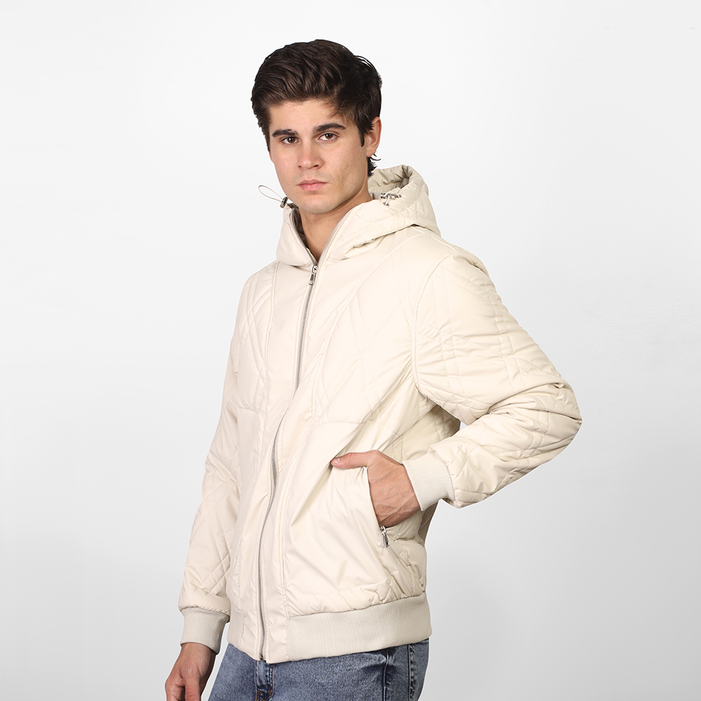 1700309-L.BEIGE-1 Coup - Men's Contrast-Piping Puffer Jacket - Image 1