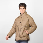 Coup - Stone Padded Jacket with Black Trim Detail
