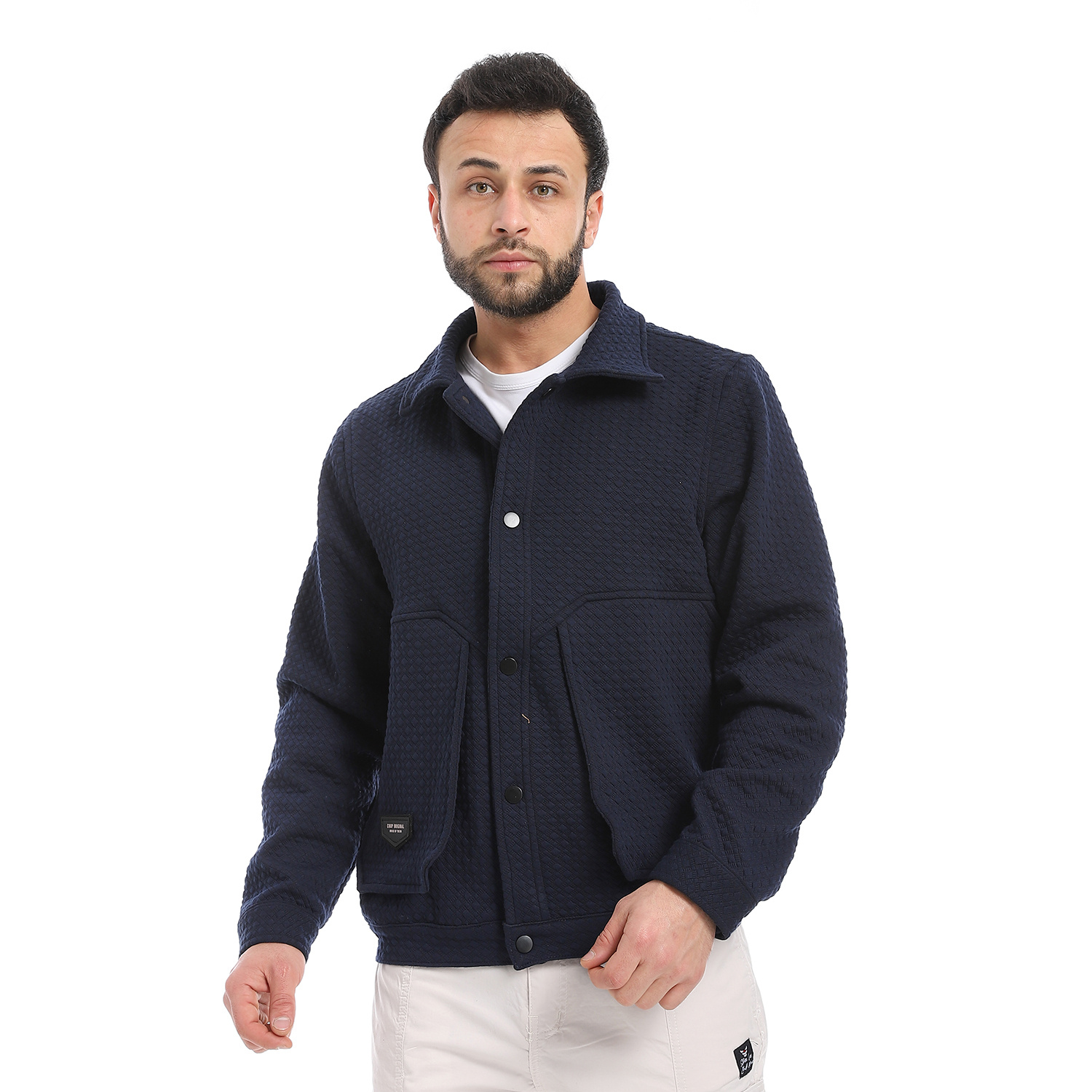 1700326-NAVY-1 Coup - Men's Textured Fabric Thick Winter Jacket with Large Pockets - Image 1