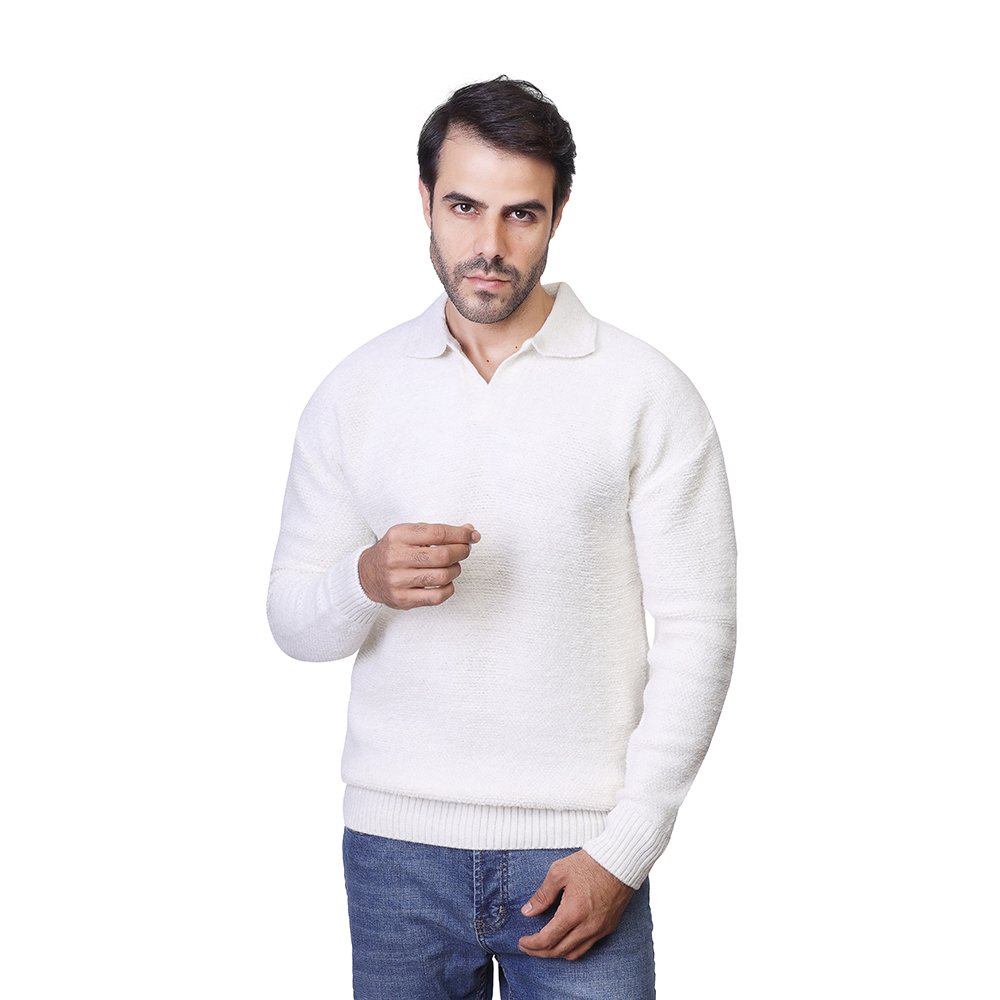 1800252-OFF-WHITE.1-1.jpg Coup - Men's Textured Collared Knit Sweater - Image 1