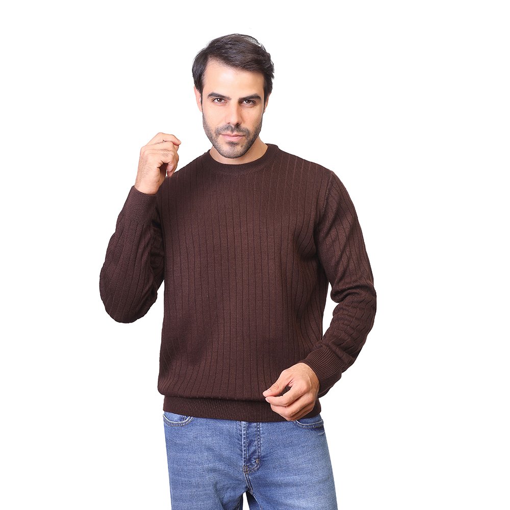 1800259-BROWN-1-1.jpg Coup - Men's Classic Crew Neck Ribbed Sweater - Image 1