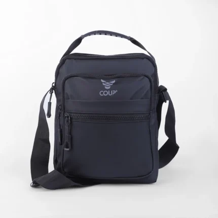 Coup - Men's Black Luxury shoulder Wristband Belted Portfolio Handbag