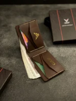 Enfold Wallet - Nubuck Leather With Golden Logo Print - Image 2