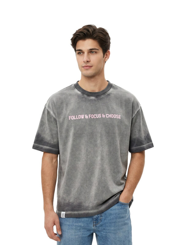 Coup - Acid Wash Oversized Graphic Tee - "Follow & Focus & Choose"