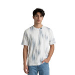 Coup - Men's Relaxed Fit Abstract Brush-Stroke T-Shirt – Modern Vertical Dye Pattern
